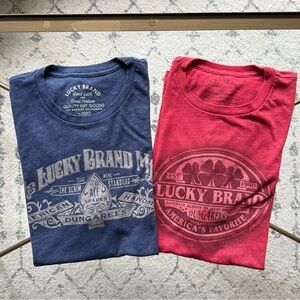 Set of Two Lucky Brand Blue Graphic T-Shirts